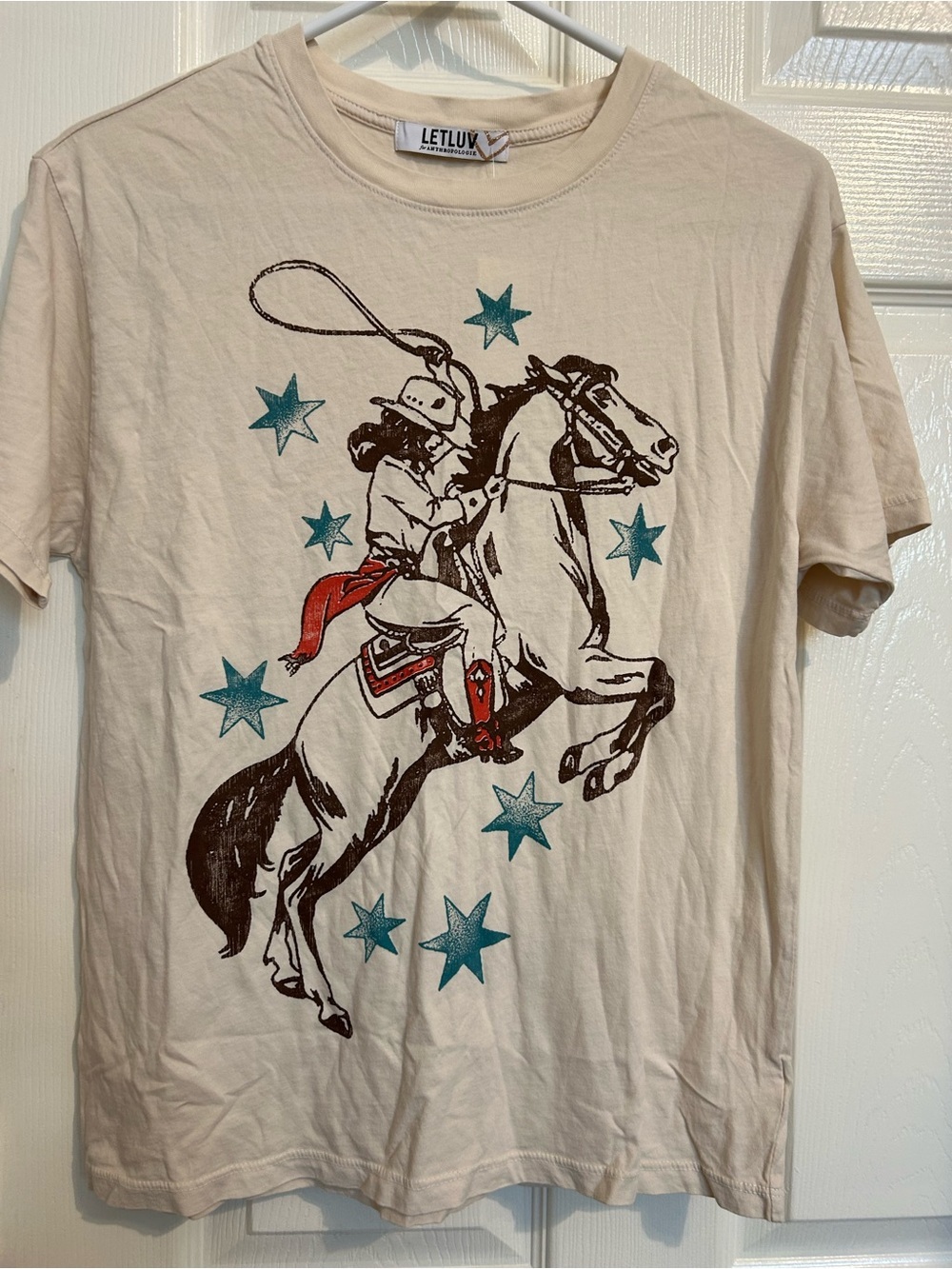 Anthropologie Letluv Western Horse & Cowgirl Tee XS nwt - Picture 2 of 5
